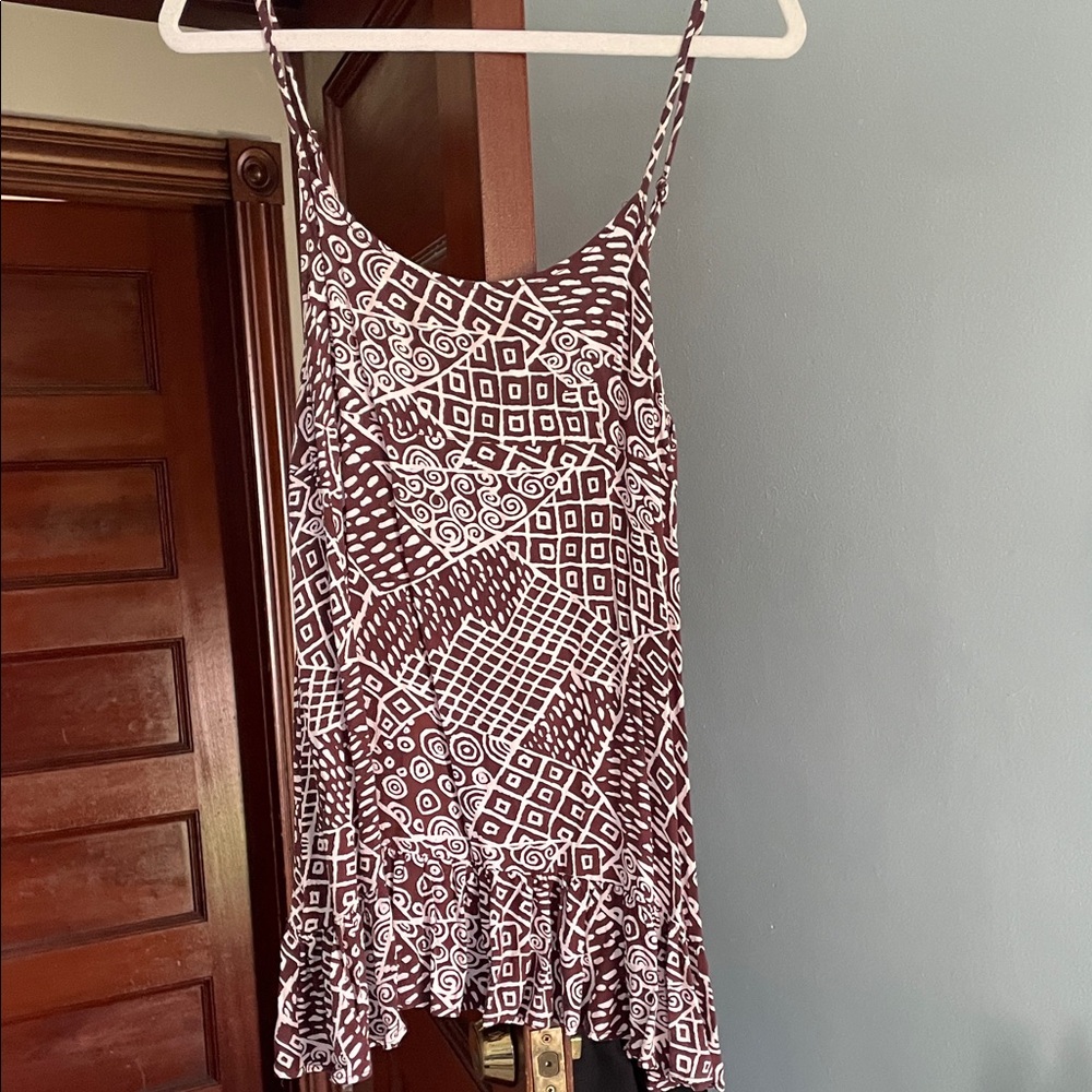 Urban Outfitters Brown & White Geometric Mini Slip Dress